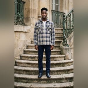 YoungLA 519 - Woven Flannel Jackets - Off-White/Blue - Men's Size S - NWT